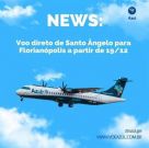 Azul anuncia voos entre Santo Ângelo e Florianópolis